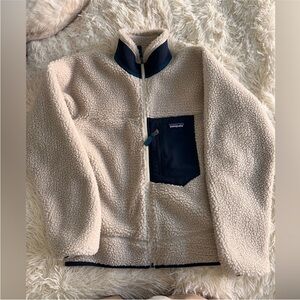 Navy and cream Patagonia retro x fleece size xs